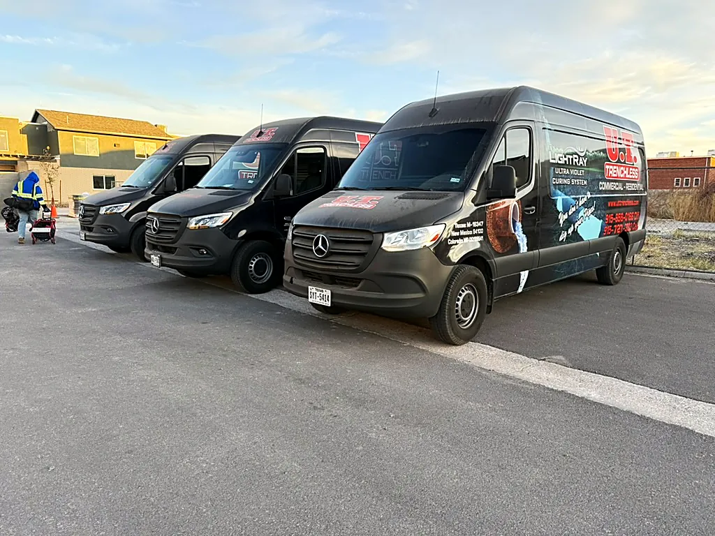 Commercial storm drain cleaning crew and service fleet in El Paso