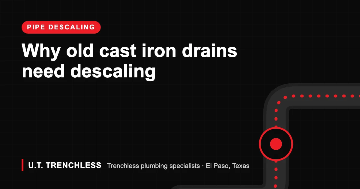 What Is Pipe Descaling, and Why Do Cast Iron Drains Need It? 1 Pipe descaling guide from U.T. Trenchless, trenchless plumbers in El Paso, Texas