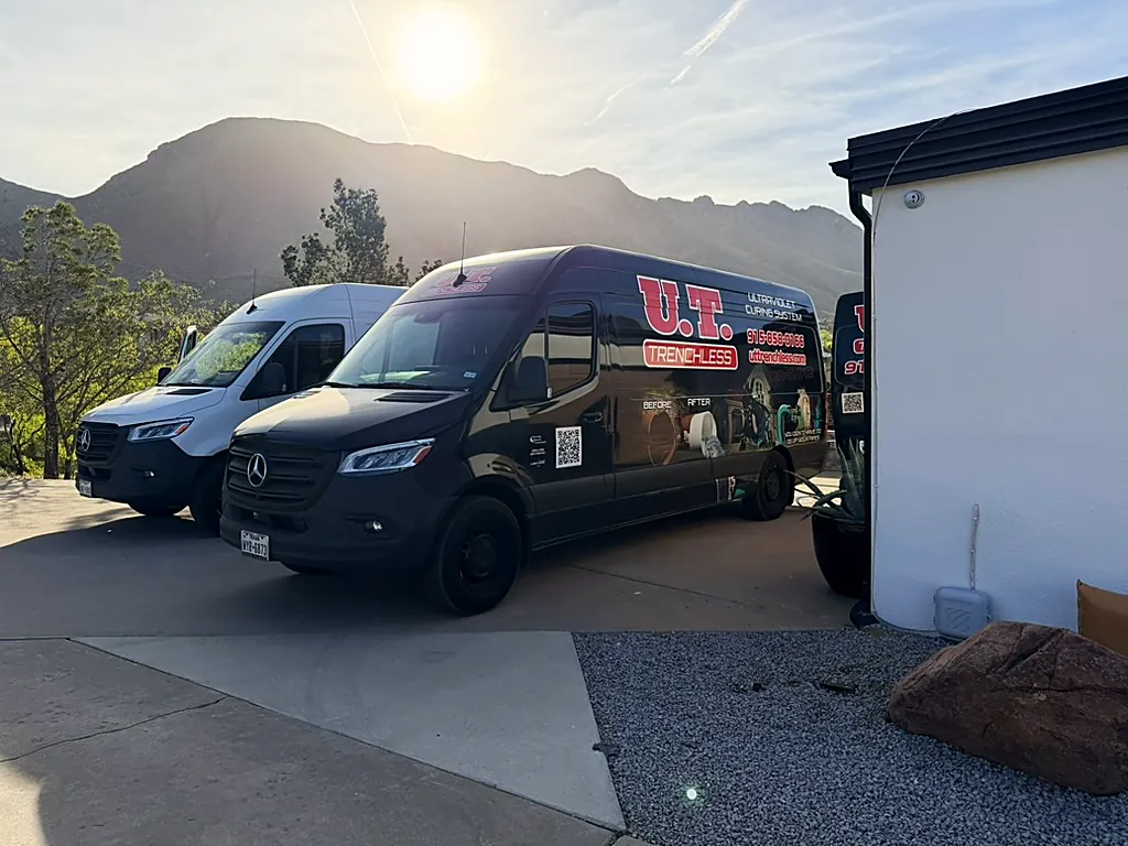U.T. Trenchless service vans in El Paso equipped for smoke testing and sewer diagnostics