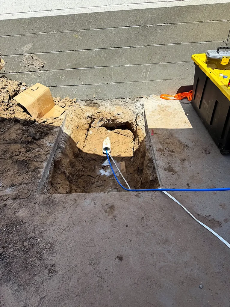 Upper Valley 1 Small access pit for trenchless sewer repair without digging up the property